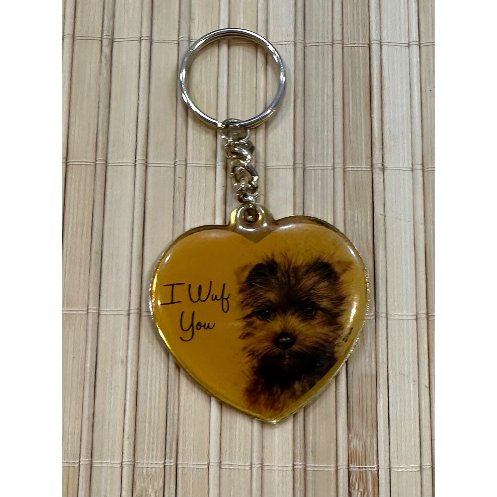 Paula Accessories I Wuf You Yorkie Dog Heart Keychain Gold Tone